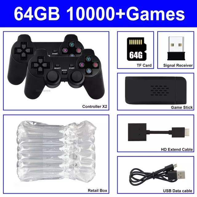 NEW2023 Game Stick 4K  Video Game Console 64G 10000 Games For PS1/FC/GBA  Wireless Controller Retro  Handheld Game Player
