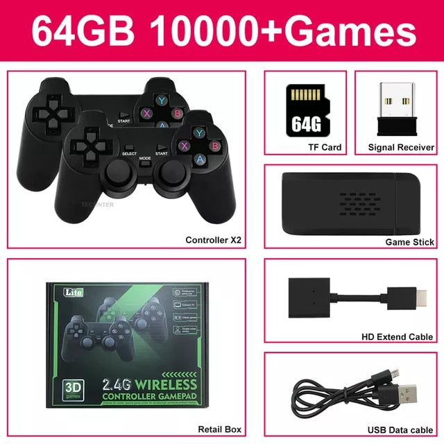 NEW2023 Game Stick 4K  Video Game Console 64G 10000 Games For PS1/FC/GBA  Wireless Controller Retro  Handheld Game Player