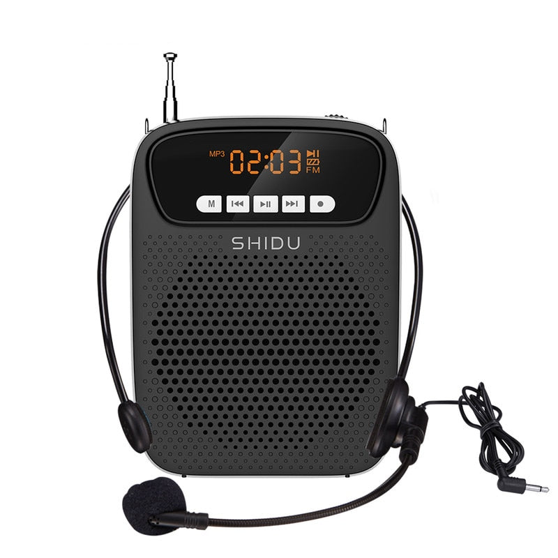 Shidu 15w portátil amplificador de voz com fio microfone fm rádio aux áudio gravação alto-falante bluetooth para professores instrutor s278